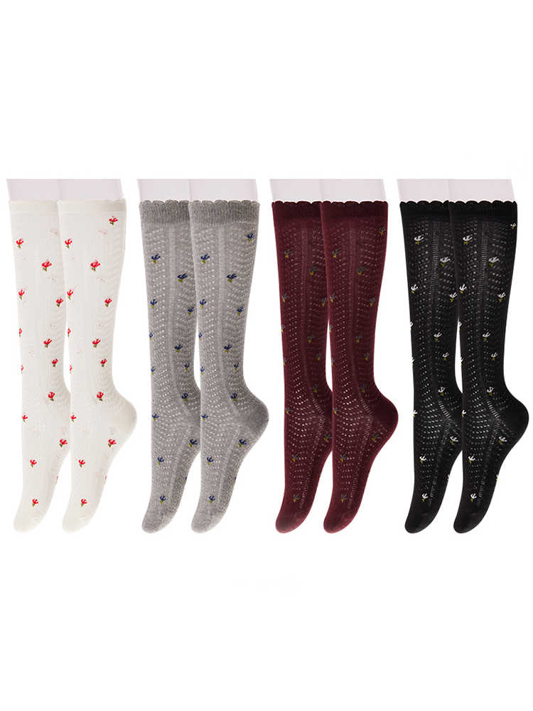 Lace Knit Floral Crew Socks – Soft & Vintage Sweet Style