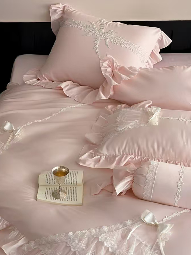 French Sweet Cotton Bedding Set Princess Flat Sheet