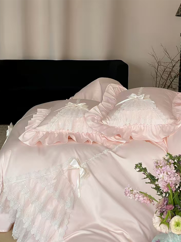 French Sweet Cotton Bedding Set Princess Flat Sheet