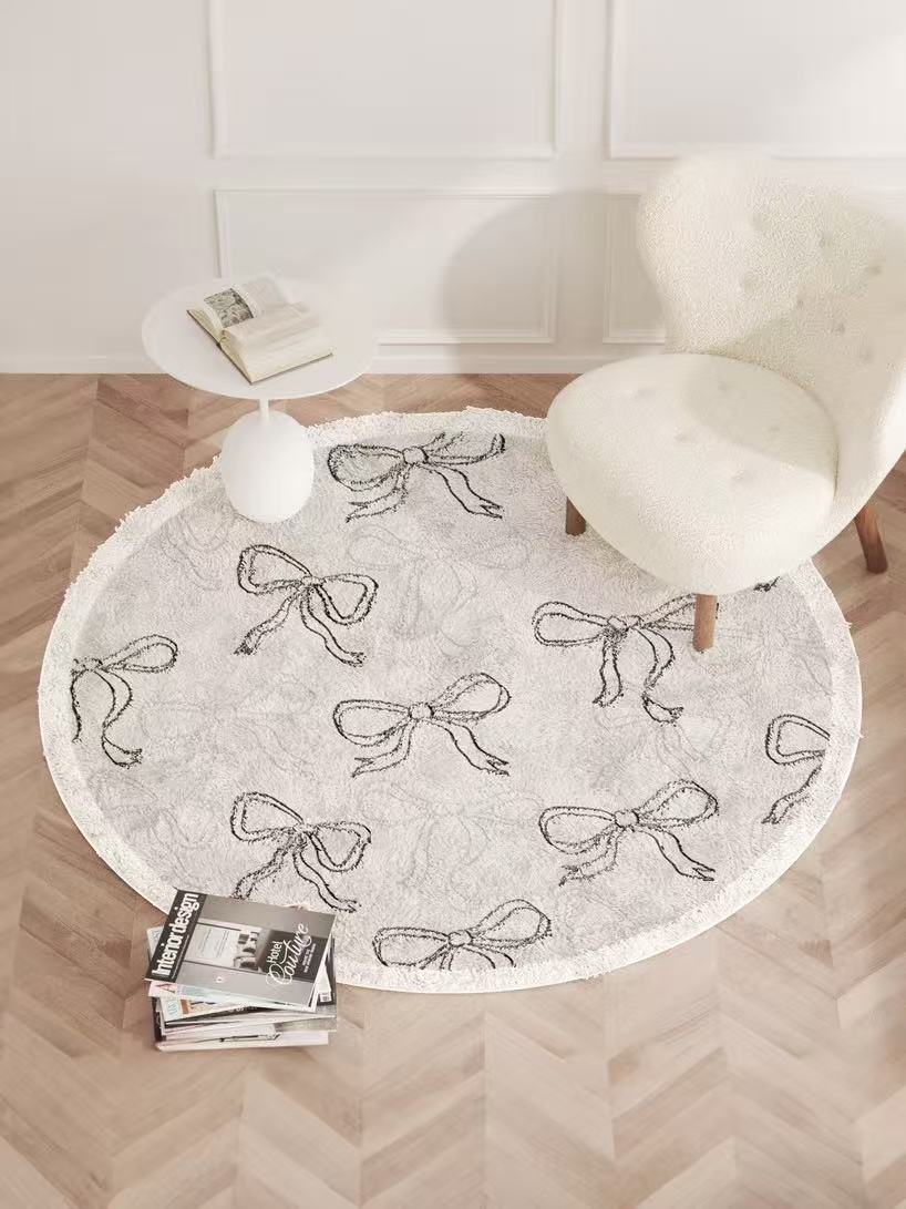 Cute Bow Thick Luxury Round Rug