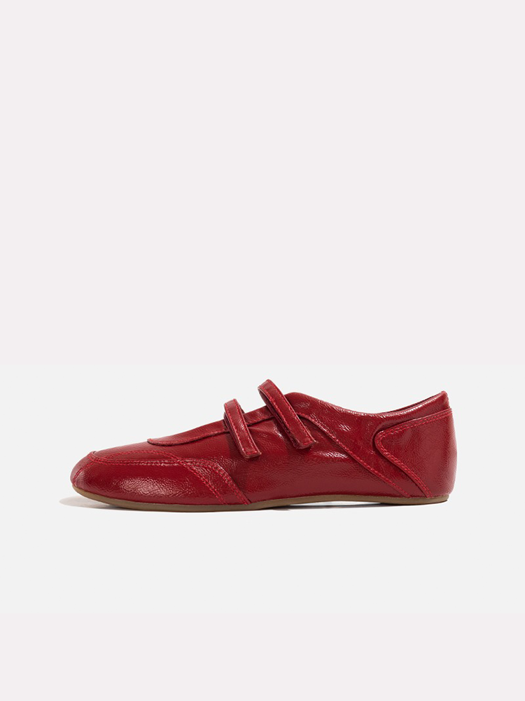 Red Hidden Wedge Flat Mary Jane Ballet Shoes