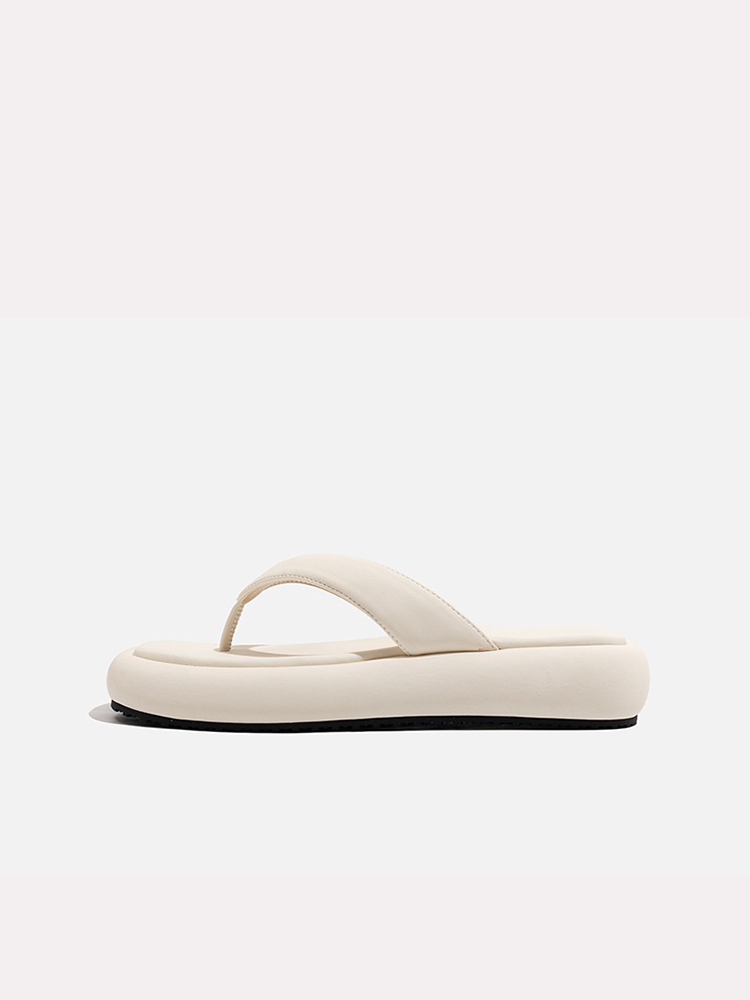 Genuine Leather Platform Flip-Flops – Summer Beach Slides