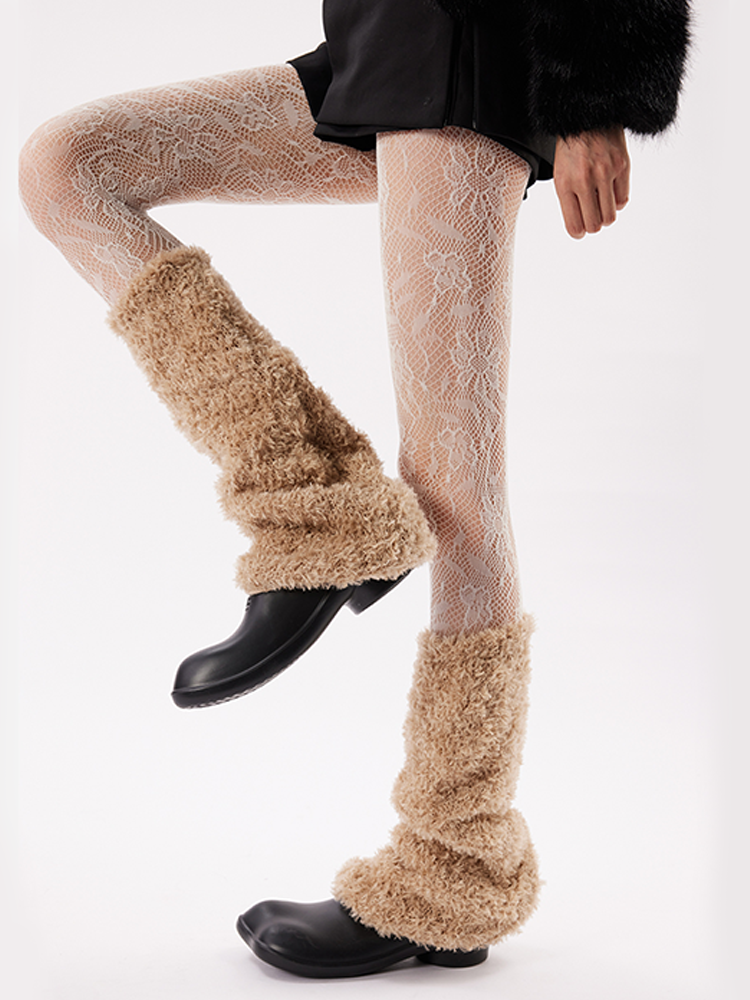 Fuzzy Flared Leg Warmer Socks Y2K - Yangma