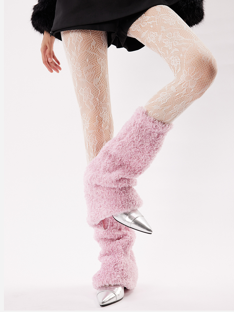 Fuzzy Flared Leg Warmer Socks Y2K - Yangma
