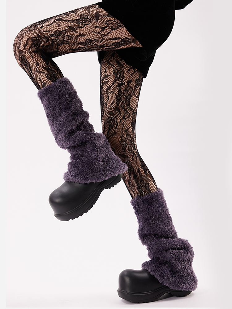 Fuzzy Flared Leg Warmer Socks Y2K - Yangma