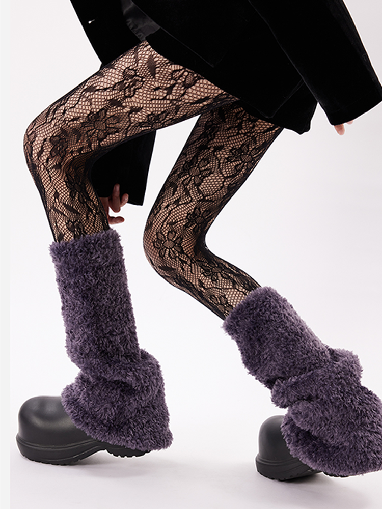 Fuzzy Flared Leg Warmer Socks Y2K - Yangma