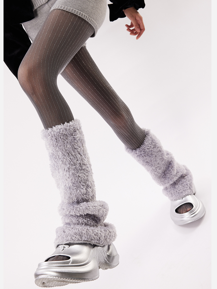 Fuzzy Flared Leg Warmer Socks Y2K - Yangma