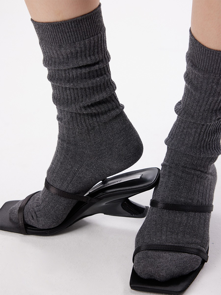 Knit Neutral Women‘s Socks Stripe Texture Mid-Length Ankle - Yangma