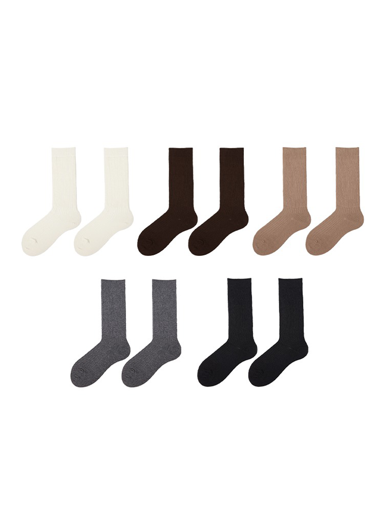 Knit Neutral Women‘s Socks Stripe Texture Mid-Length Ankle - Yangma