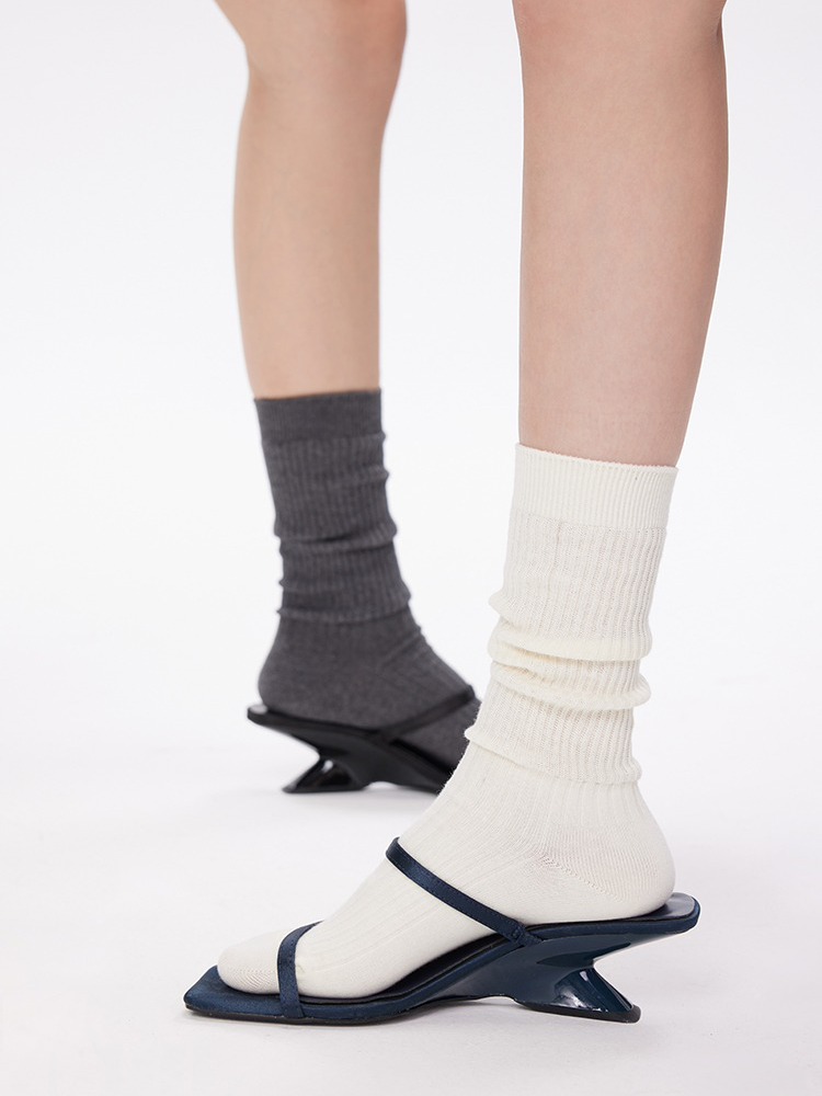 Knit Neutral Women‘s Socks Stripe Texture Mid-Length Ankle - Yangma