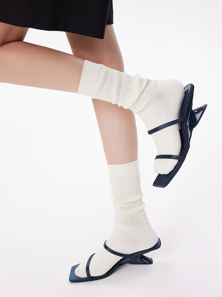 Knit Neutral Women‘s Socks Stripe Texture Mid-Length Ankle - Yangma