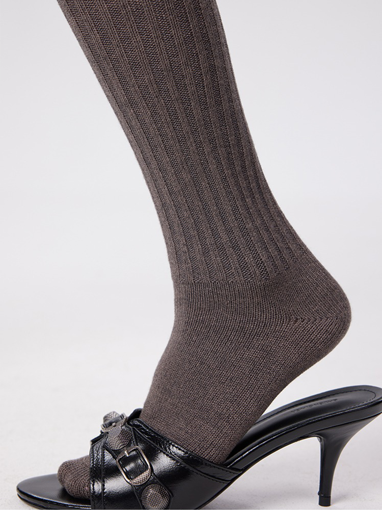 Office Lady Stripe Knee High Cotton Socks for Women - Yangma