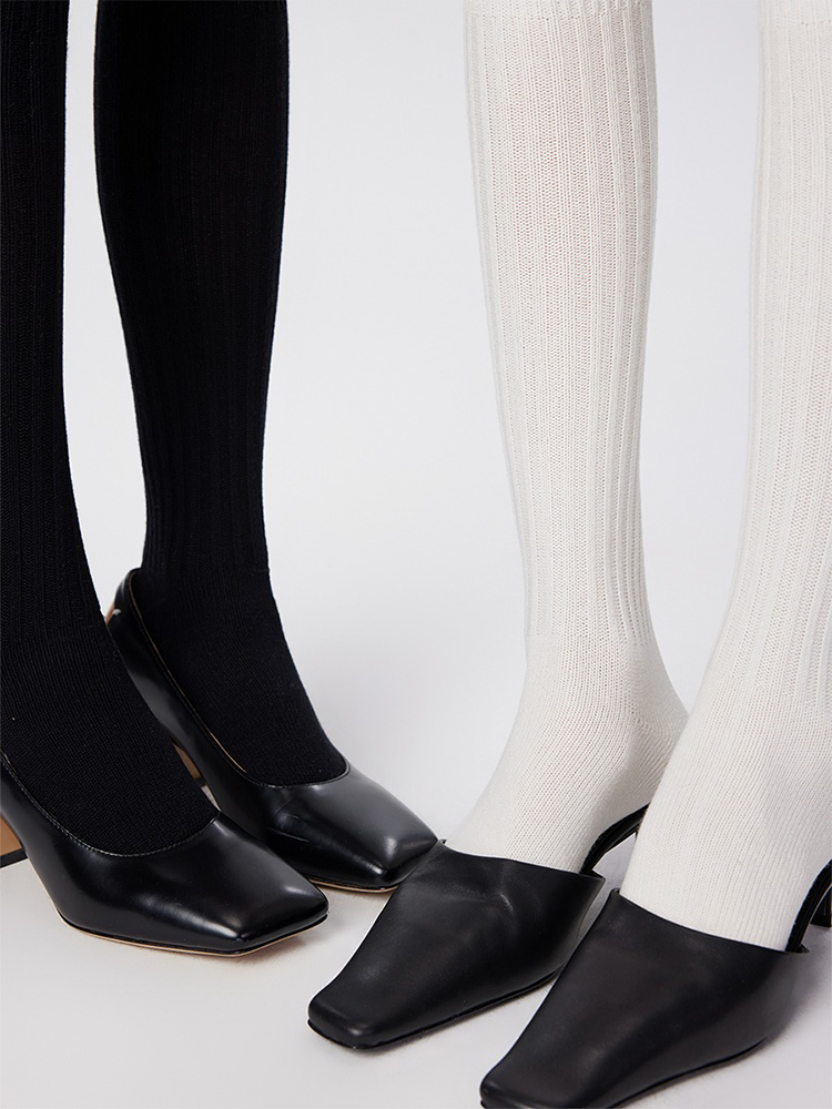 Office Lady Stripe Knee High Cotton Socks for Women - Yangma