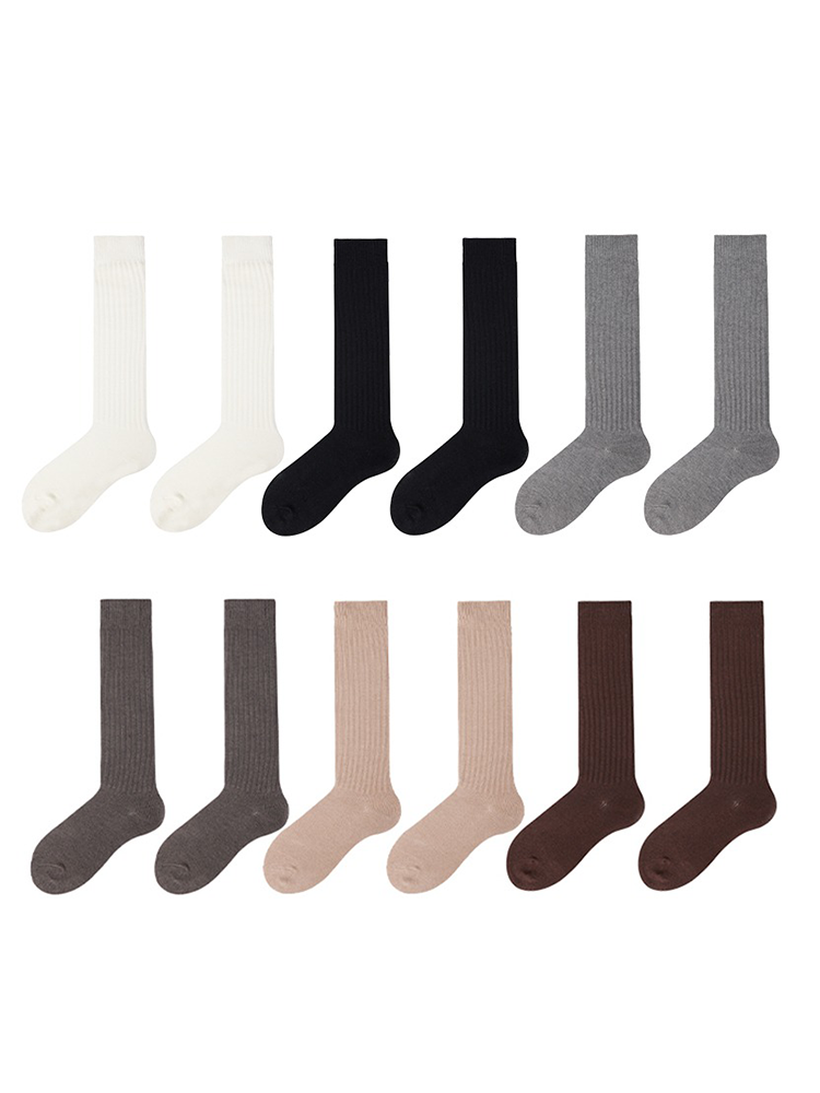 Office Lady Stripe Knee High Cotton Socks for Women - Yangma