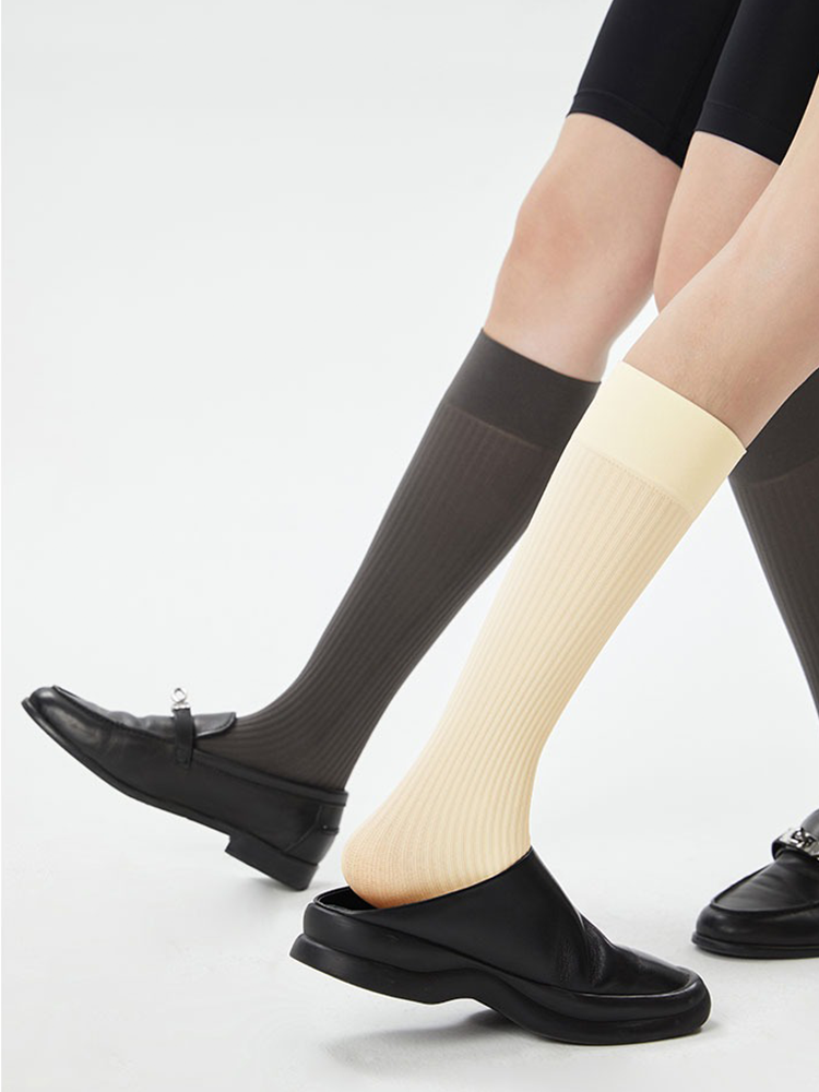 Office Lady Stripe Soft Tight Knee High Stocking for Women - Yangma