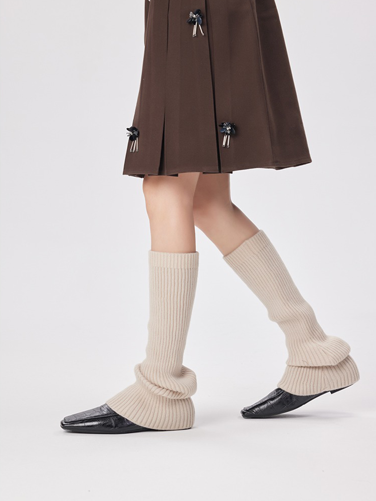 Retro Preppy Chic Ballet Leg Warmers Lady's Ankle Ribbed Knitted Socks - Yangma