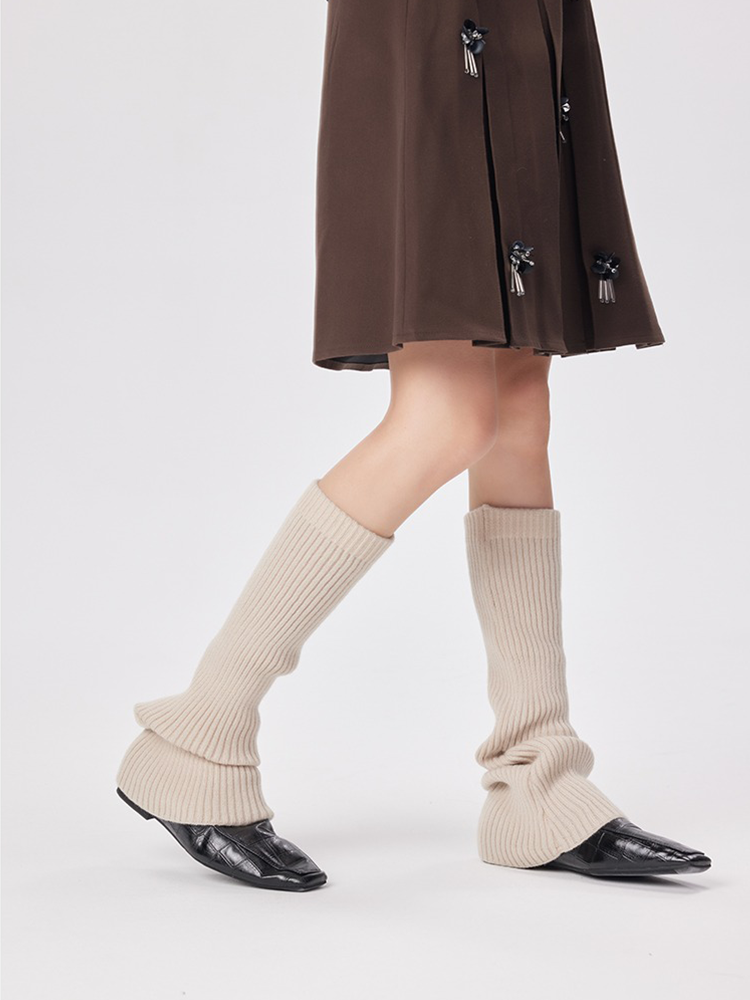 Retro Preppy Chic Ballet Leg Warmers Lady's Ankle Ribbed Knitted Socks - Yangma