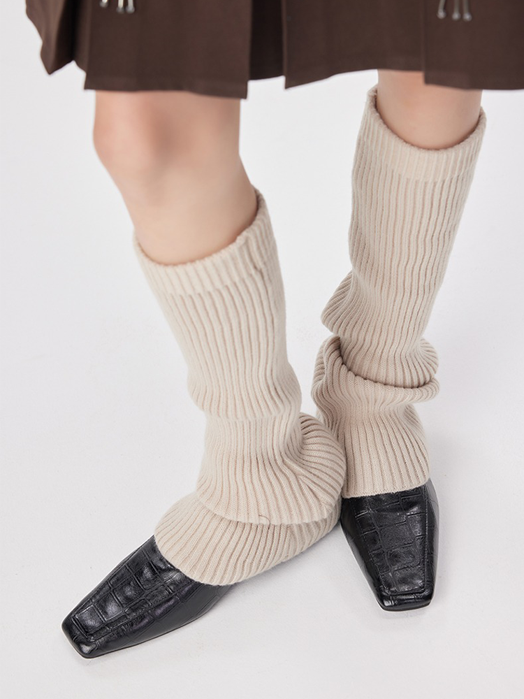 Retro Preppy Chic Ballet Leg Warmers Lady's Ankle Ribbed Knitted Socks - Yangma