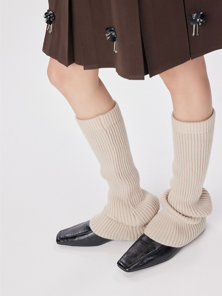 Retro Preppy Chic Ballet Leg Warmers Lady's Ankle Ribbed Knitted Socks - Yangma