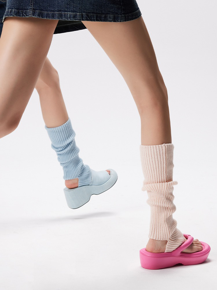 Yoga Ballet Dance Leg Warmers Retro Preppy Chic Ribbed Knitted - Yangma