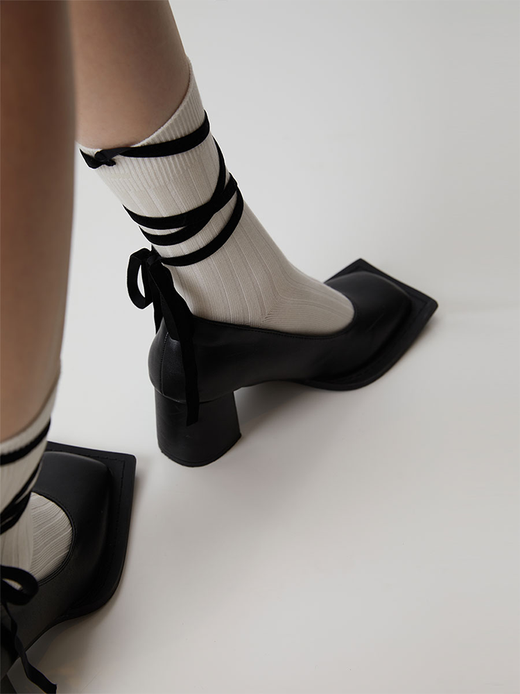 Ballet Cross Socks Lace-Up Bandage Stocking for Women Cotton - Yangma