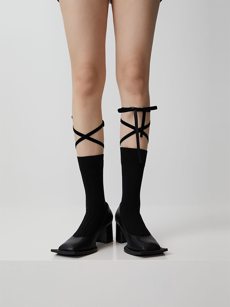 Ballet Cross Socks Lace-Up Bandage Stocking for Women Cotton - Yangma