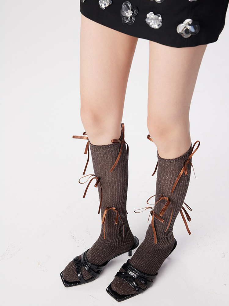 Bowknot Glitter Ankle Socks Lady Bright Retro Sox Piles - Yangma