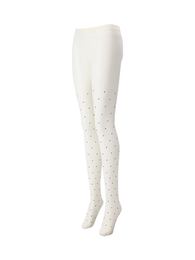 Dots Womens Sheer Black White Patterned Pantyhose Stockings - Yangma