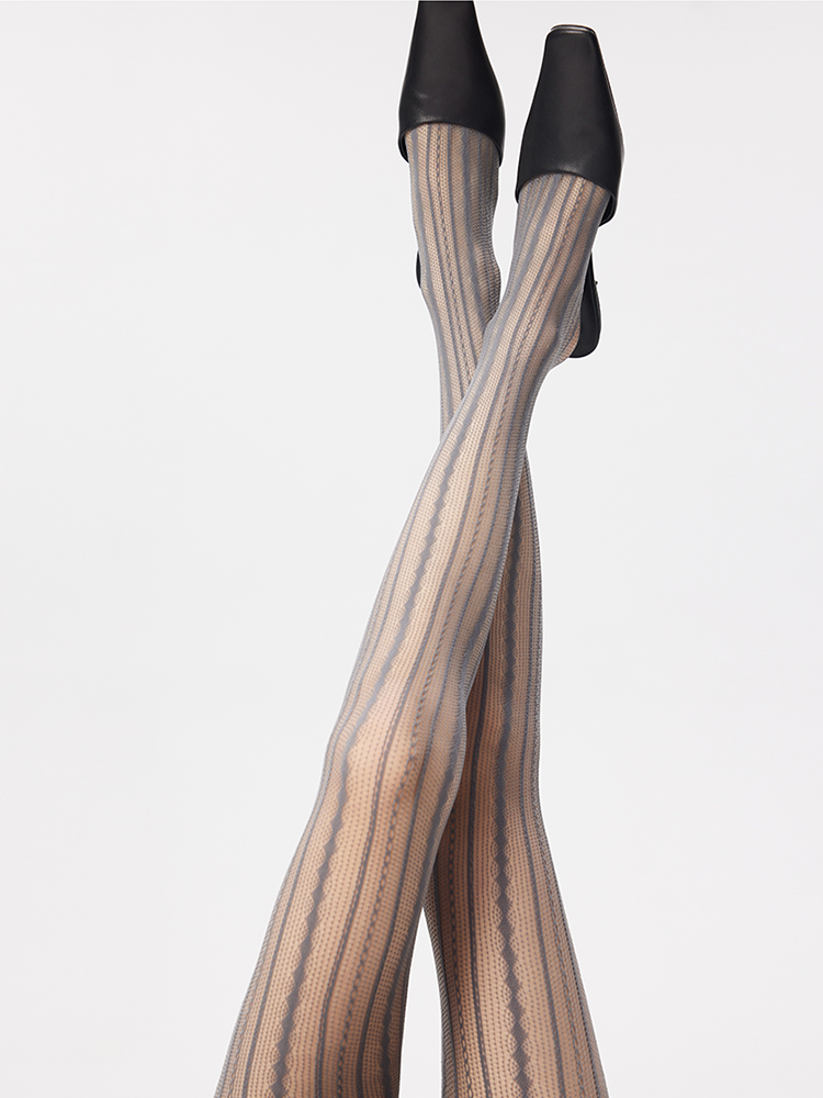 Gothic Lolita Stripe Fishnet Tights Black Net Lace Stockings Pantyhose - Yangma