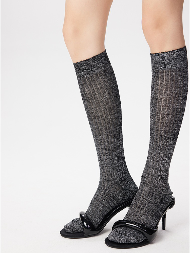 Office Lady Stripe Knee High Stocking for Women Cotton Socks - Yangma