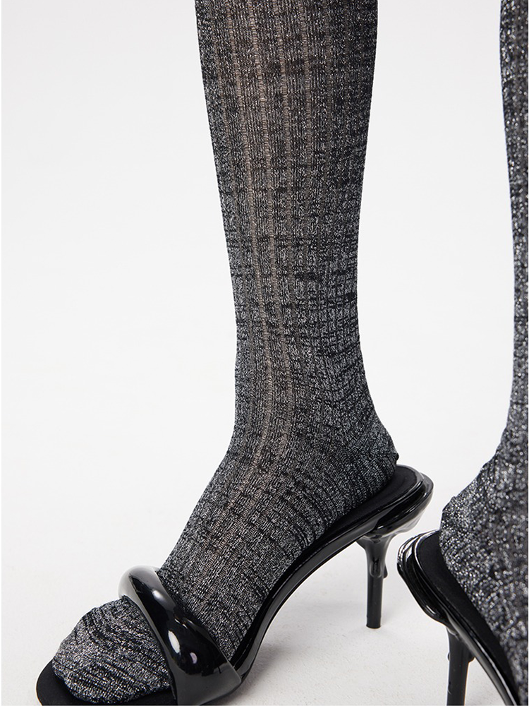 Office Lady Stripe Knee High Stocking for Women Cotton Socks - Yangma