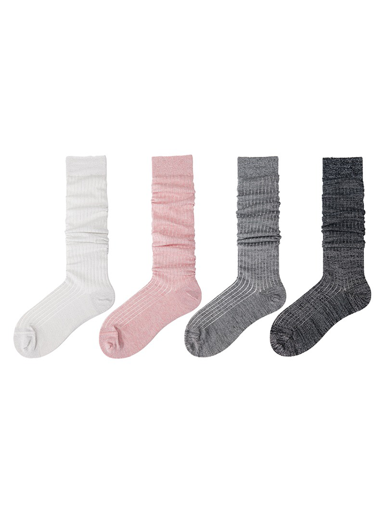 Office Lady Stripe Knee High Stocking for Women Cotton Socks - Yangma