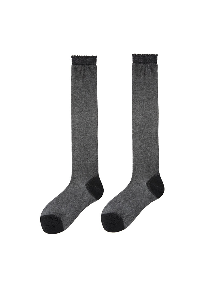 Sheer Glitter Knee High Stocking for Women Nylon Trouser Socks - Yangma