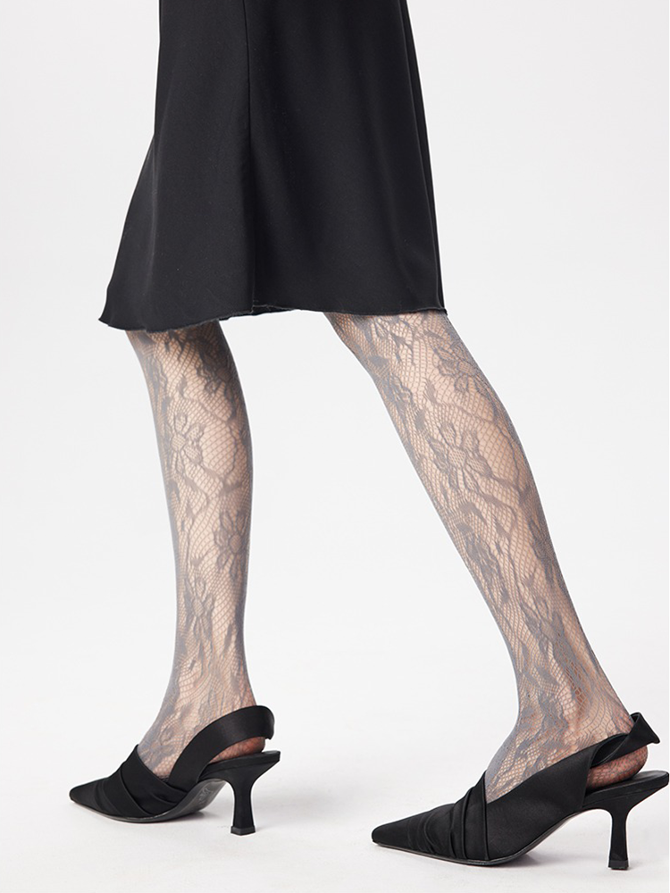 Women Patterned Fishnet Tights Black Lace Net Stockings Pantyhose - Yangma