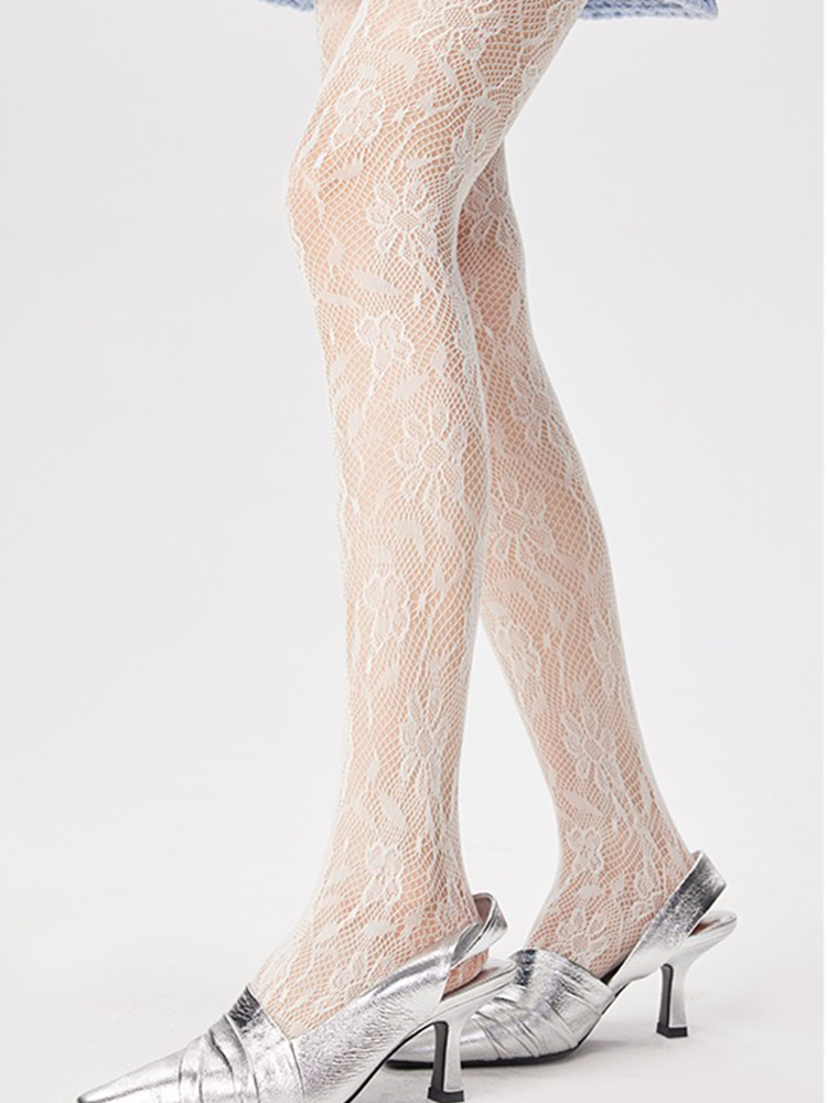 Women Patterned Fishnet Tights Black Lace Net Stockings Pantyhose - Yangma