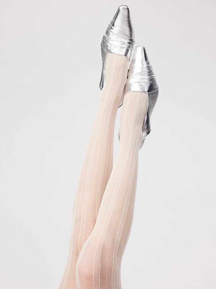 Women Sexy Stripe Fishnet Tights Black Net Lace Stockings Pantyhose - Yangma