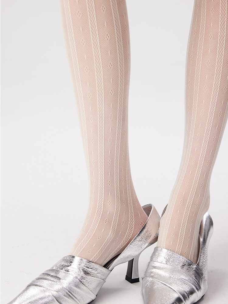 Women Sexy Stripe Fishnet Tights Black Net Lace Stockings Pantyhose - Yangma