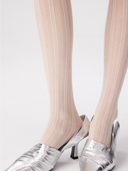 Women Sexy Stripe Fishnet Tights Black Net Lace Stockings Pantyhose - Yangma
