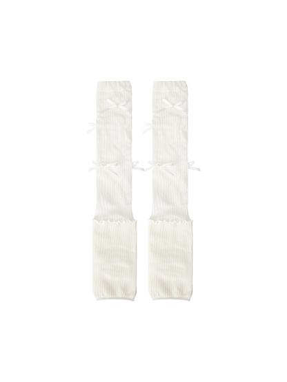 Ruffles Long Stirrup Bowknot Yoga Leg Warmers Knee High Ribbed Knit for Lady - Yangma