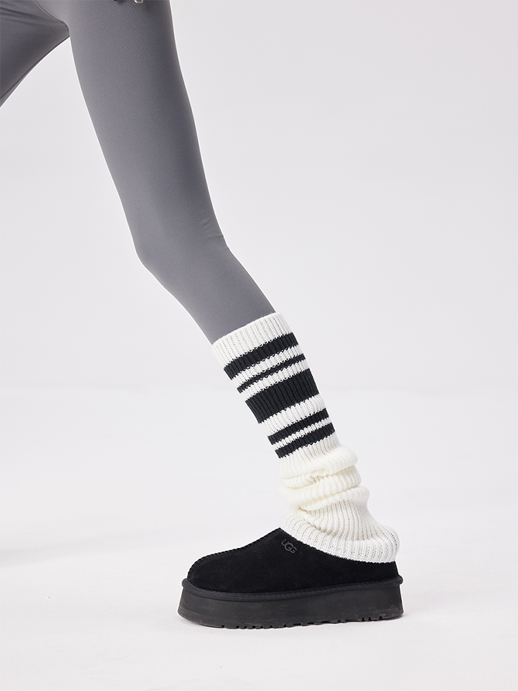 Sports Leg Warmers Cable Knitted Long Knee High Stripe Sleeve - Yangma