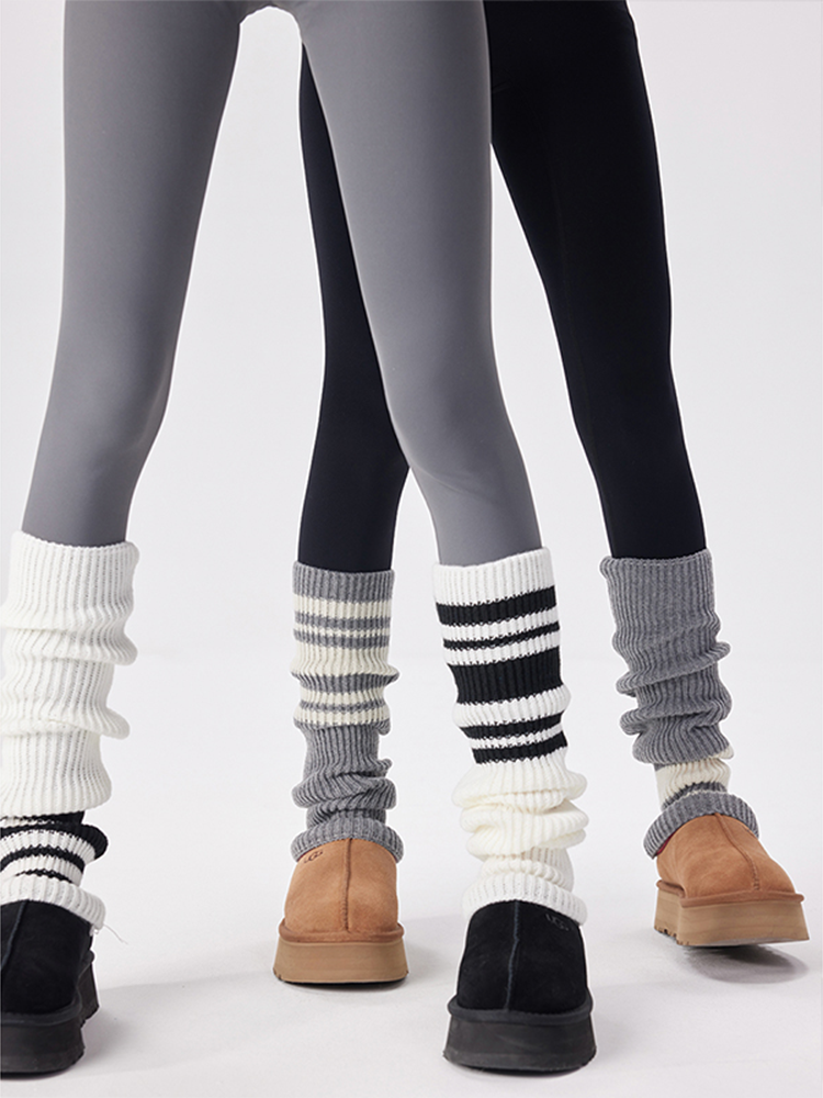 Sports Leg Warmers Cable Knitted Long Knee High Stripe Sleeve - Yangma