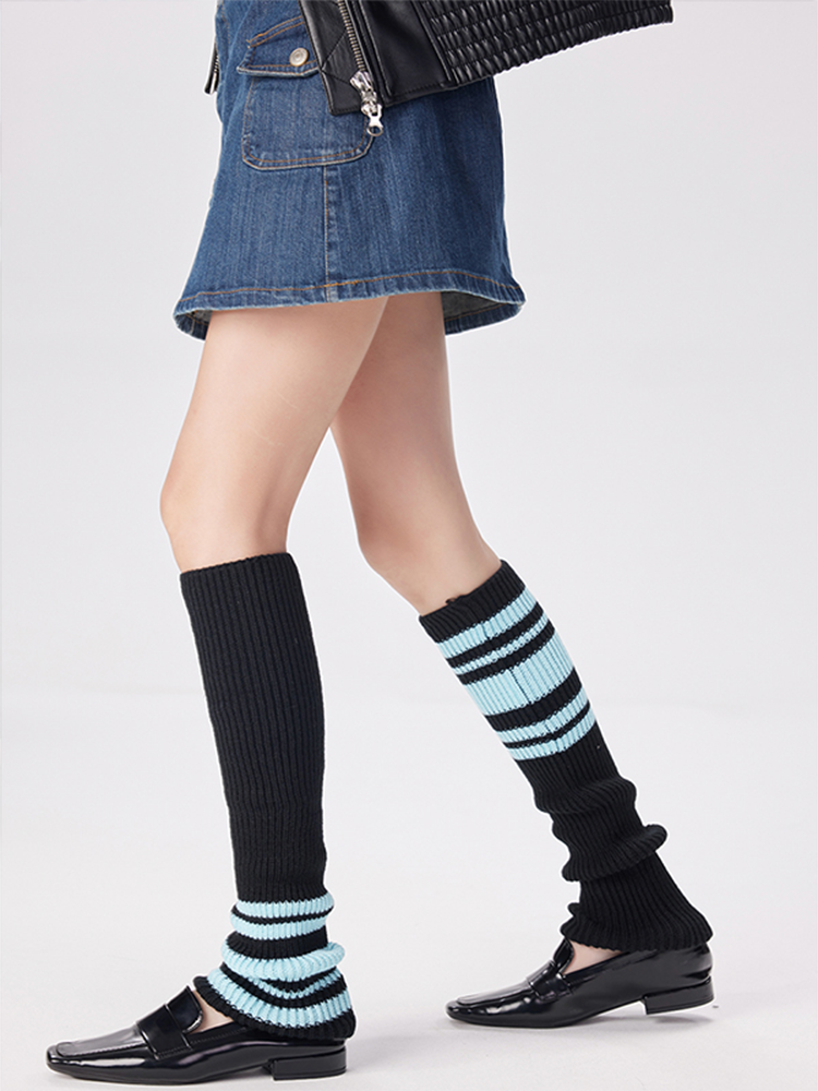 Sports Leg Warmers Cable Knitted Long Knee High Stripe Sleeve - Yangma