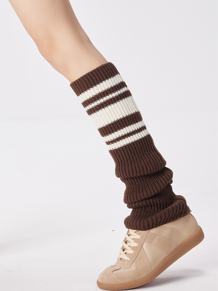 Sports Leg Warmers Cable Knitted Long Knee High Stripe Sleeve - Yangma