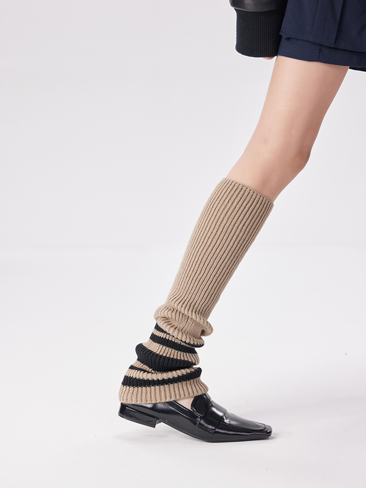 Sports Leg Warmers Cable Knitted Long Knee High Stripe Sleeve - Yangma
