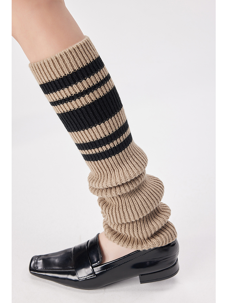 Sports Leg Warmers Cable Knitted Long Knee High Stripe Sleeve - Yangma