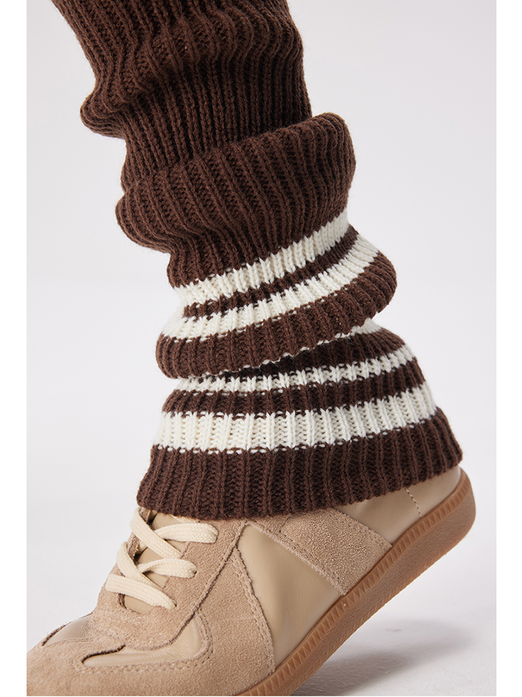 Sports Leg Warmers Cable Knitted Long Knee High Stripe Sleeve - Yangma