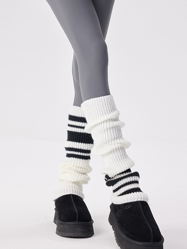 Sports Leg Warmers Cable Knitted Long Knee High Stripe Sleeve - Yangma