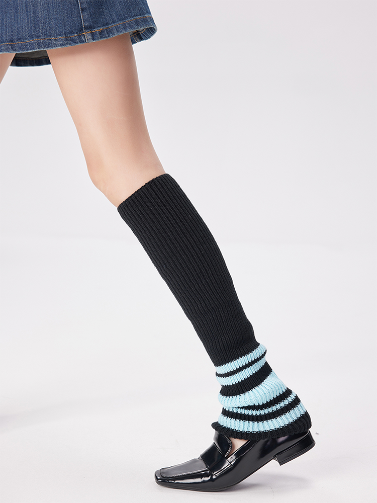 Sports Leg Warmers Cable Knitted Long Knee High Stripe Sleeve - Yangma