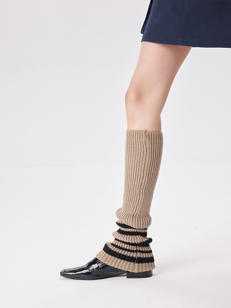 Sports Leg Warmers Cable Knitted Long Knee High Stripe Sleeve - Yangma