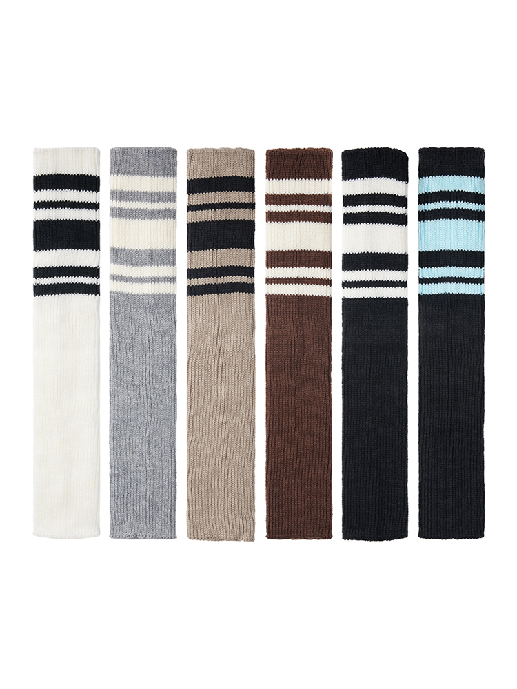 Sports Leg Warmers Cable Knitted Long Knee High Stripe Sleeve - Yangma